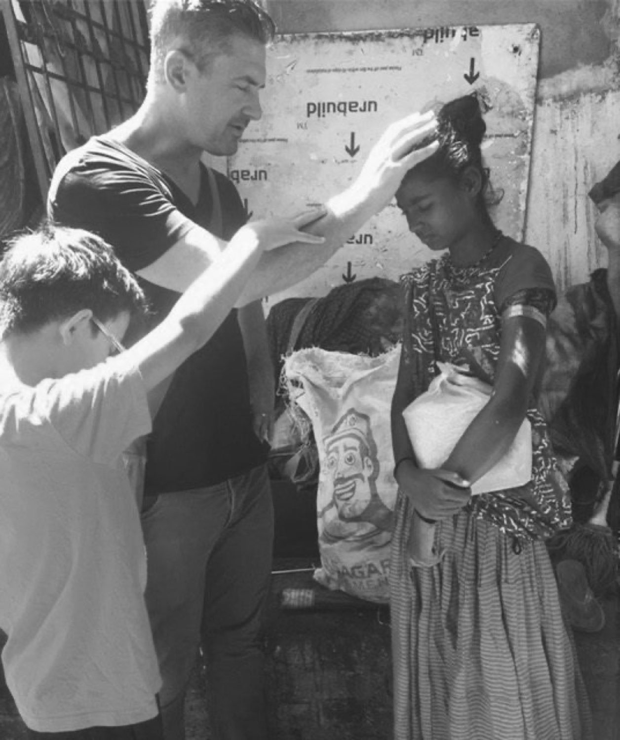 A local community gathered for an outreach